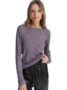 Vince NWT Women's Purple Space Dye Long Sleeve Casual Tshirt Minimalist Luxe M